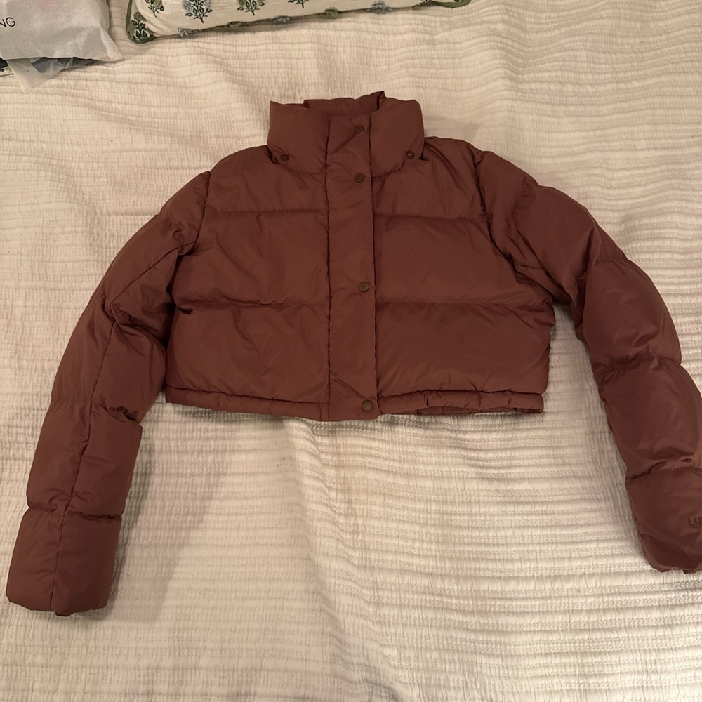 lululemon athletica Cropped Brown Puffer Jacket